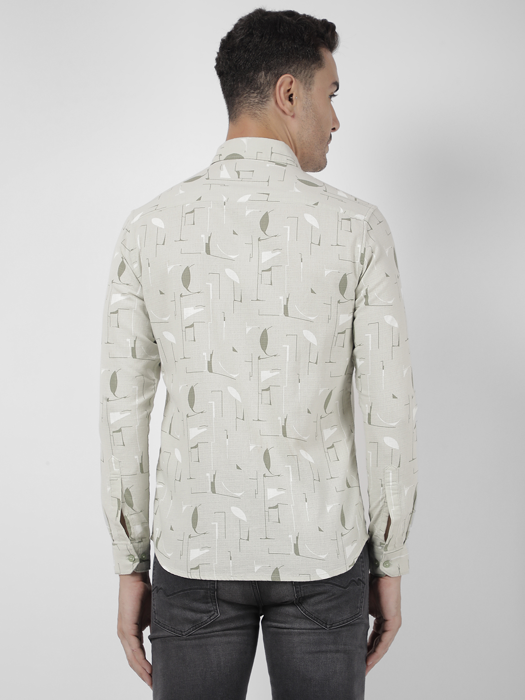Numero Uno Men Abstract Green Shirt